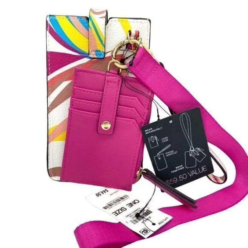 INC International Concepts Womens Ashlii Pink Lanyard Card Case Phone Wallet